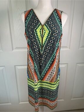 Boho Southwestern Print Zip Front Midi Dress Festival Beach
Western~S
